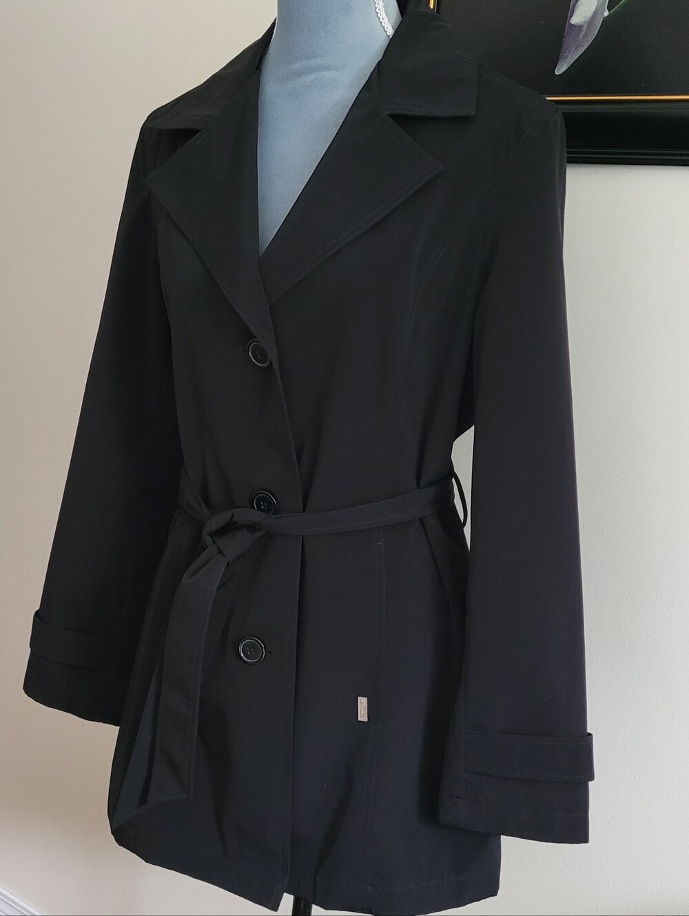 Liz Claiborne Black Tie-Waist Trench Coat